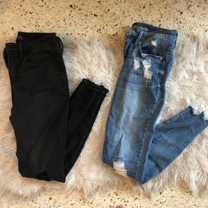 TWO Pairs of Destroyed High Waisted Jeans